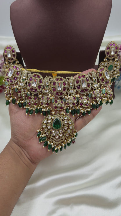 Victorian Semi Bridal Choker Necklace Set