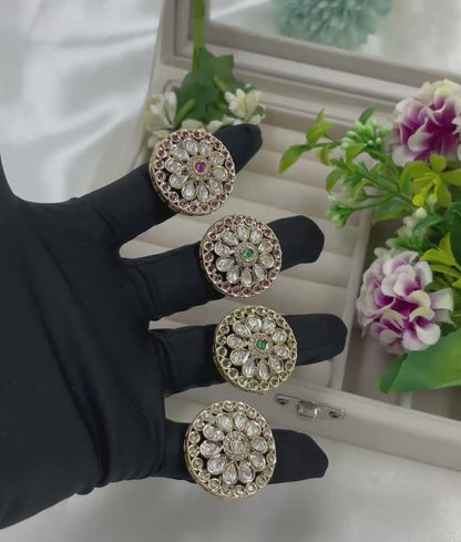 Vija Premium Moissanite Kundan Fingering
