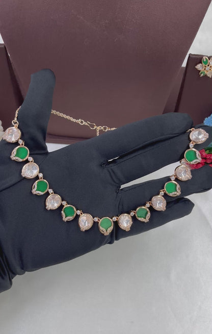 Mop Moissanite Kundan Necklace