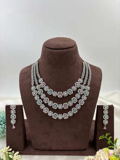 THREE LAYER PALKI AMERICAN DIAMOND NECKLACE